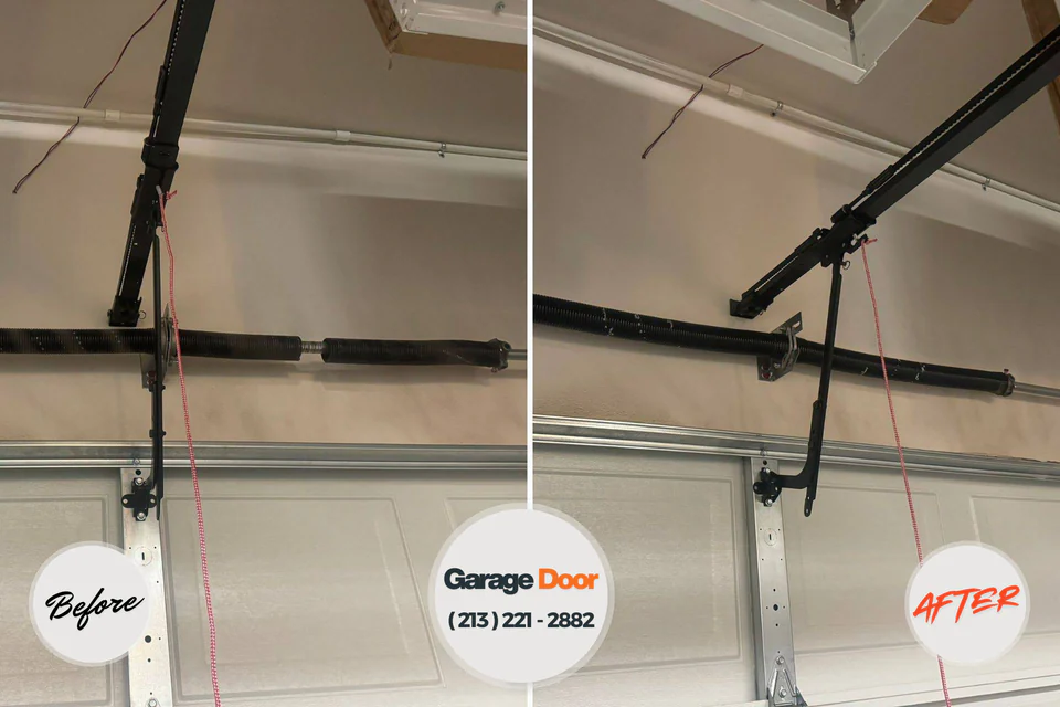 Before and after: garage door spring repair Dodge Center, MN